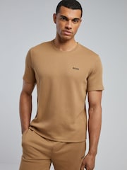 BOSS Tan Brown Short Sleeve Logo Waffle T-Shirt - Image 1 of 4