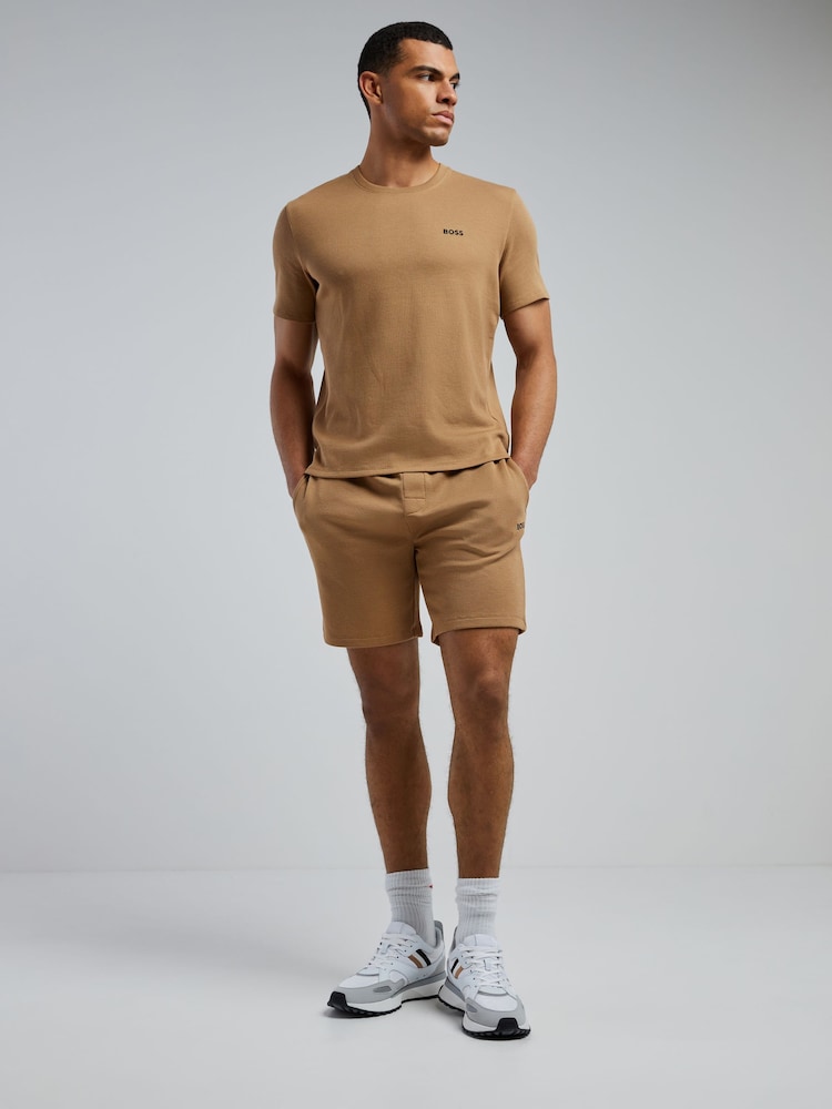 BOSS Tan Brown Short Sleeve Logo Waffle T-Shirt - Image 2 of 4