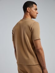 BOSS Tan Brown Short Sleeve Logo Waffle T-Shirt - Image 3 of 4