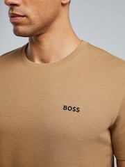 BOSS Tan Brown Short Sleeve Logo Waffle T-Shirt - Image 4 of 4