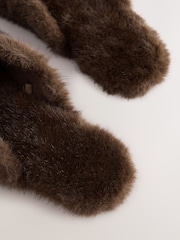 Chocolate Brown Fur Mule Slippers - Image 5 of 5