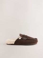 Chocolate Brown Suede Footbed Slippers - Image 5 of 8