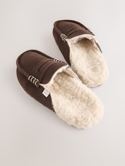 Chocolate Brown Suede Footbed Slippers - Image 6 of 8