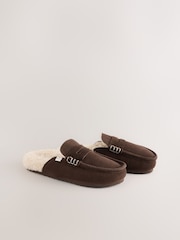 Chocolate Brown Suede Footbed Slippers - Image 7 of 8