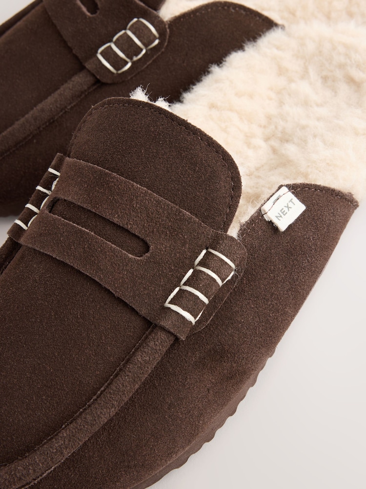 Chocolate Brown Suede Footbed Slippers - Image 8 of 8 Chocolate Brown Suede Footbed Slippers - Image 8 of 8