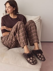Chocolate Brown Hamish - Pantoletten aus Wildleder mit Kunstfellfutter - Bild 10 von 10