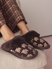 Chocolate Brown Hamish - Pantoletten aus Wildleder mit Kunstfellfutter - Bild 7 von 10