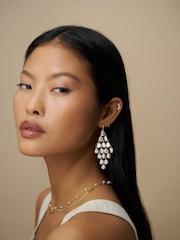 Orelia London Gold Tone Statement Pearl Chandelier Drop Earrings - Image 3 of 3