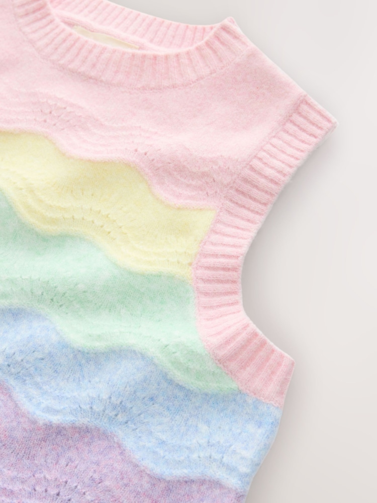 Little Bird by Jools Oliver Rainbow Pointelle Knitted Vest - Image 11 of 11