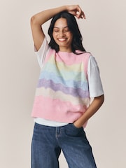 Little Bird by Jools Oliver Rainbow Pointelle Knitted Vest - Image 2 of 11