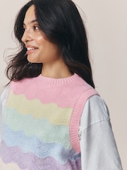 Little Bird by Jools Oliver Rainbow Pointelle Knitted Vest - Image 3 of 11