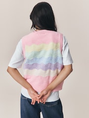 Little Bird by Jools Oliver Rainbow Pointelle Knitted Vest - Image 4 of 11