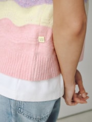 Little Bird by Jools Oliver Rainbow Pointelle Knitted Vest - Image 6 of 11