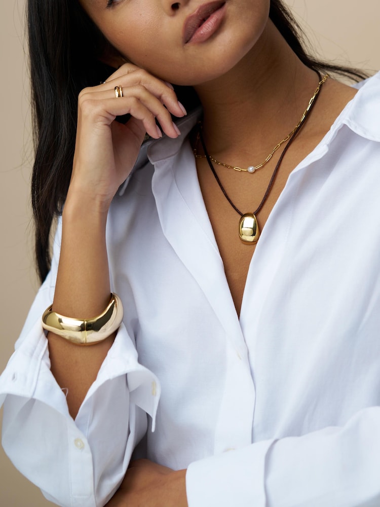 Orelia London Tapered Pendant Cord Gold Tone Necklace - Image 1 of 3