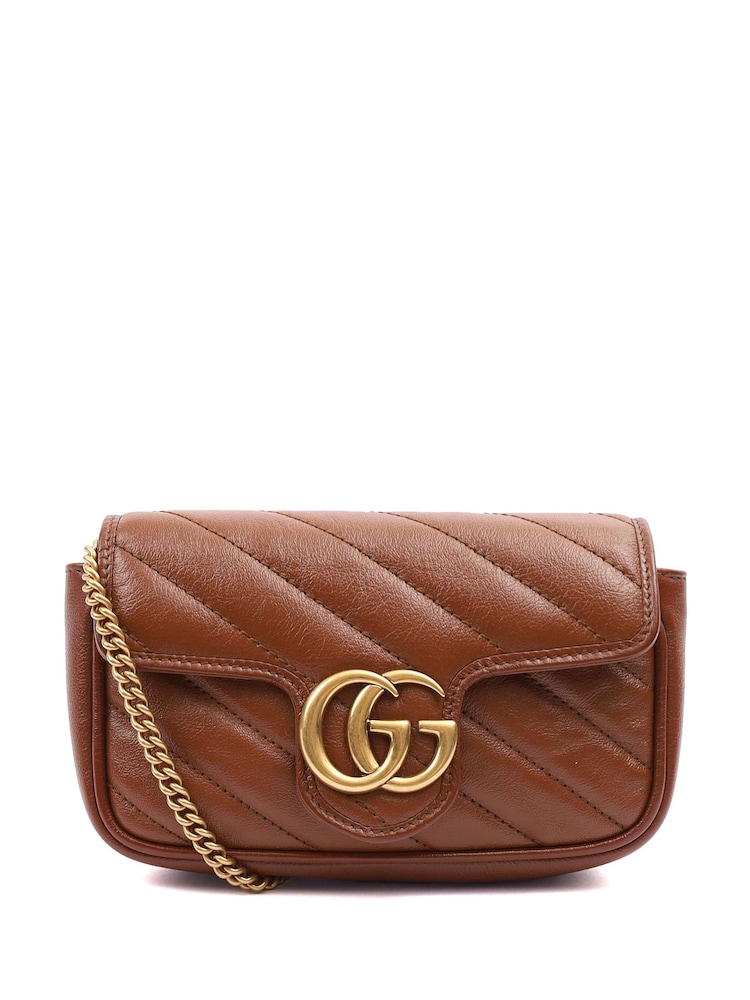 The Handbag Clinic Gucci Marmont Shoulder Flap Super Mini Brown Bag - Image 2 of 6