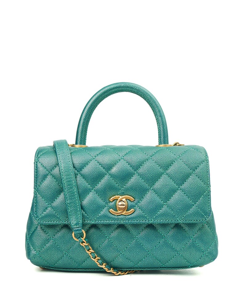 The Handbag Clinic Green Chanel Coco Top Handle Bag - Image 1 of 7 The Handbag Clinic Green Chanel Coco Top Handle Bag - Image 1 of 7