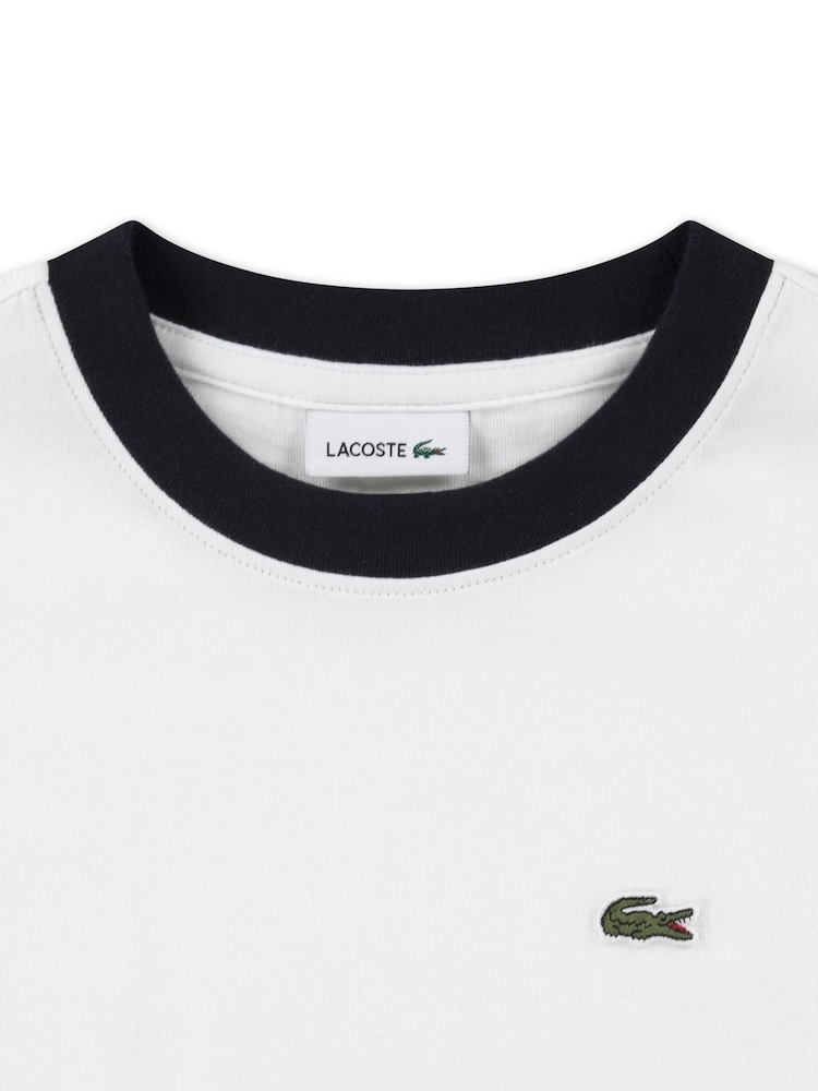 Lacoste White Colourblock Relaxed T-Shirt - Image 6 of 6
