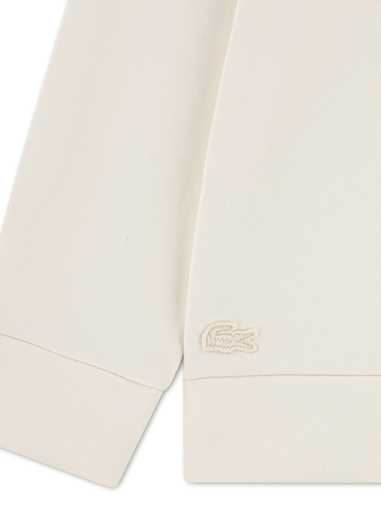 Lacoste Cream Spacer Knit Oversized Crewneck T-Shirt - Image 4 of 4
