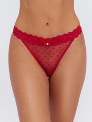 Boux Avenue Pillar Box Red Angelique Mesh Knickers - Image 6 of 6