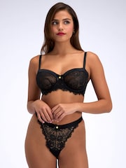 Boux Avenue Black Daria Lace Thong Knickers - Image 4 of 6