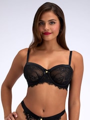 Boux Avenue Black Daria Lace Balconette Bra - Image 3 of 6
