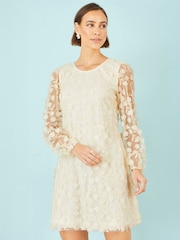 Yumi Cream Long Sleeve Floral Applique Tunic - Image 3 of 5