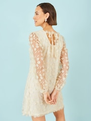 Yumi Cream Long Sleeve Floral Applique Tunic - Image 5 of 5