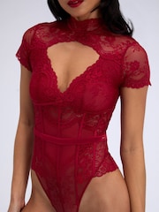 Boux Avenue Pillar Box Red Violetta Lace Body - Image 4 of 7