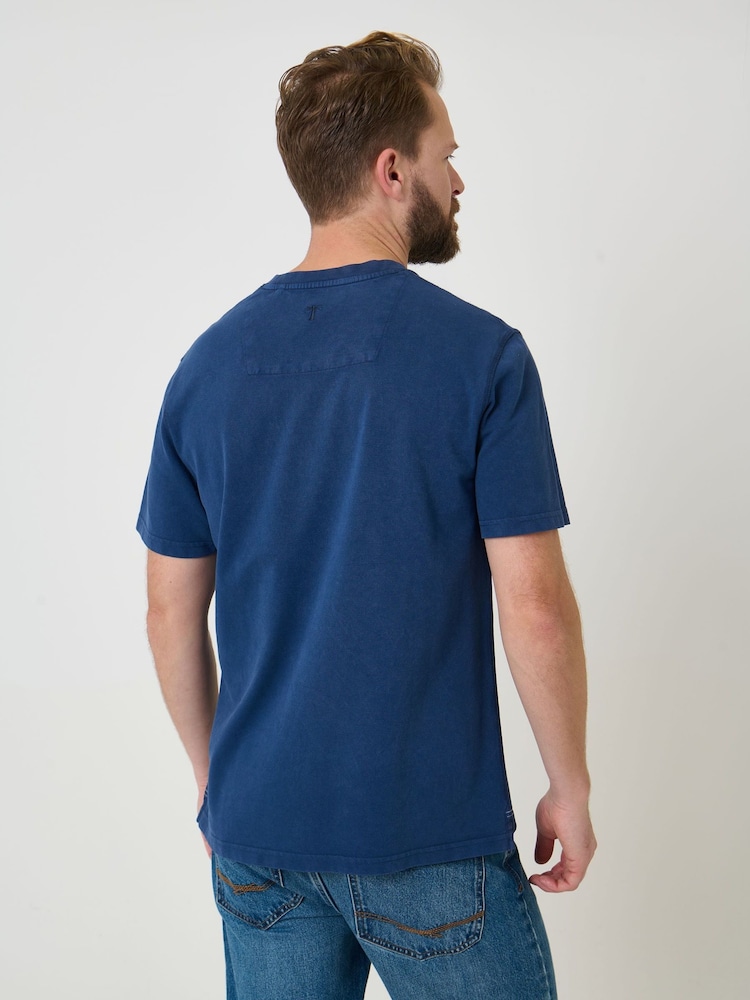 Saltwell Blue Dyed Crew Neck Cotton T-Shirt - Image 2 of 6