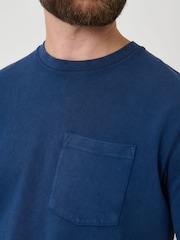 Saltwell Blue Dyed Crew Neck Cotton T-Shirt - Image 4 of 6