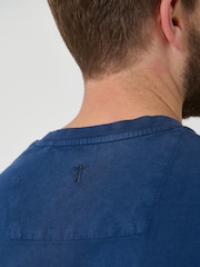 Saltwell Blue Dyed Crew Neck Cotton T-Shirt - Image 6 of 6