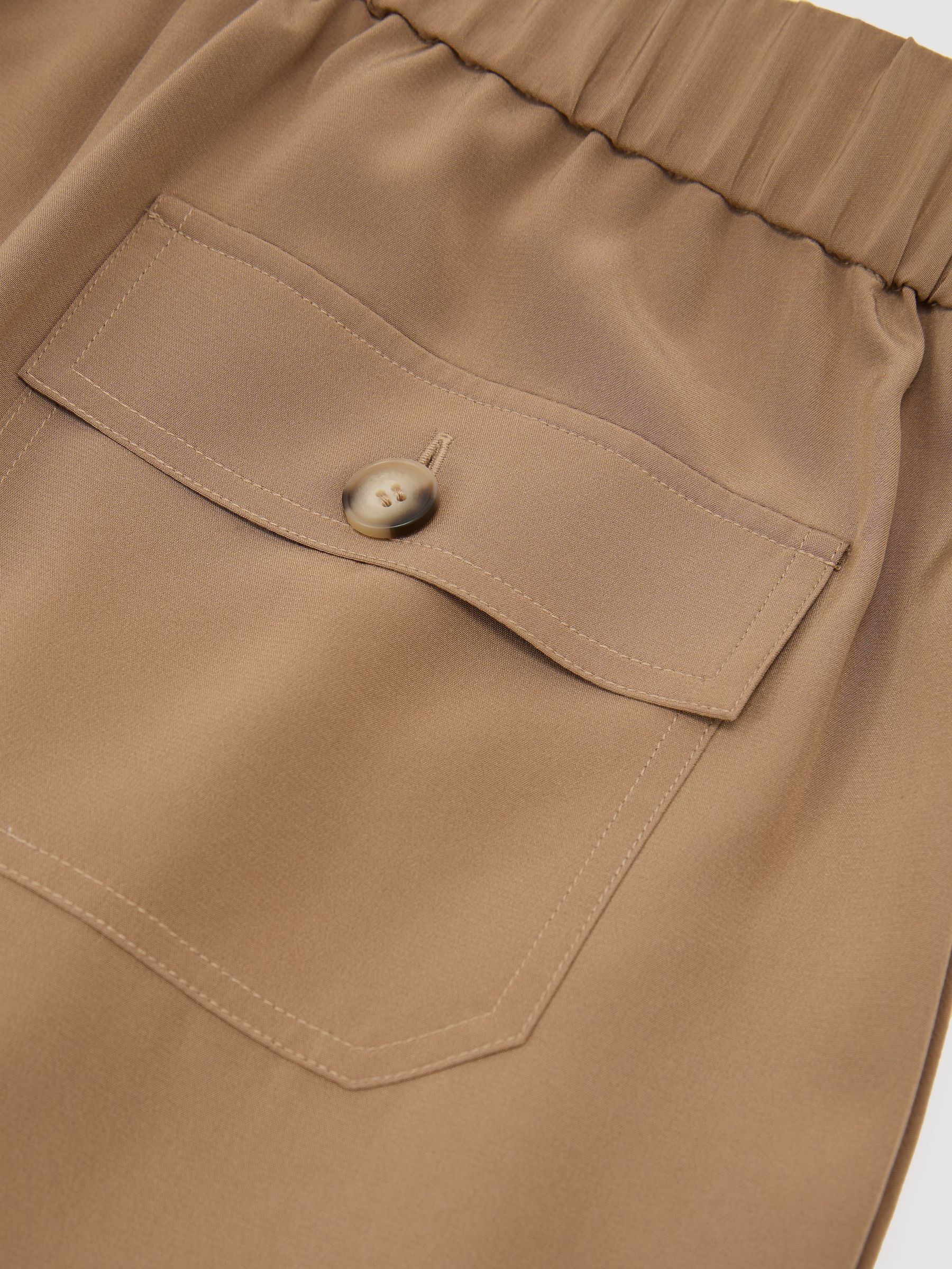 Buy Reiss Camel Maria Petite Matte-Silk Wide-Leg Trousers from