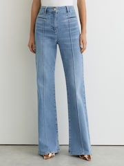 Albastru deschis - Reiss Claude Pintuck-Detail Flared Jeans - Imaginea 3 din 8