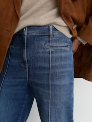 Reiss Mid Blue Claude Pintuck-Detail Flared Jeans - Image 10 of 12