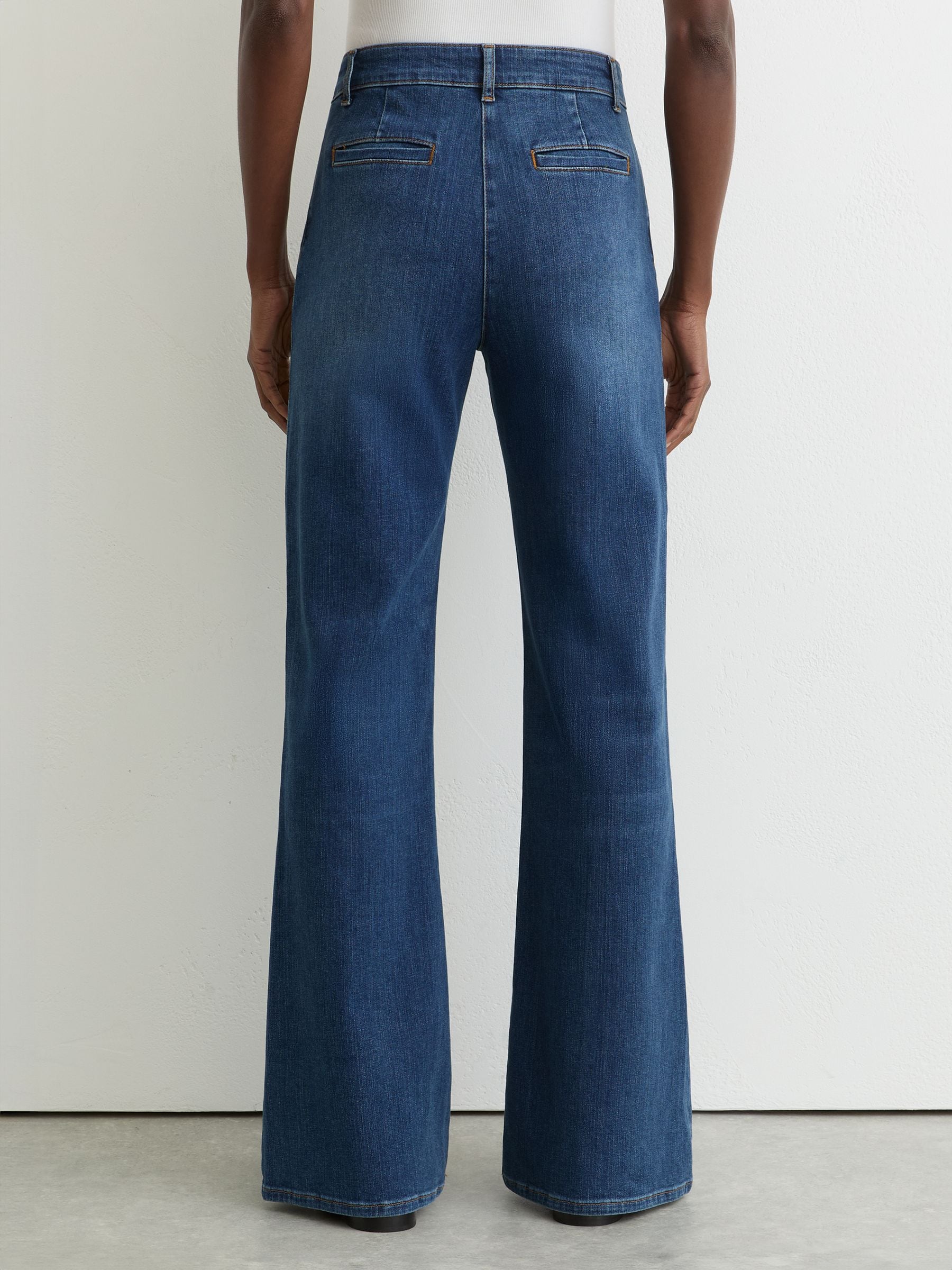 Buy Reiss Mid Blue Claude Pintuck-Detail Flared Jeans from Next USA