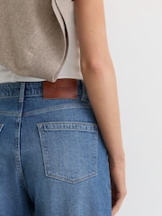 Reiss Mid Blue Sabel Petite Barrel-Leg Jeans - Image 4 of 7