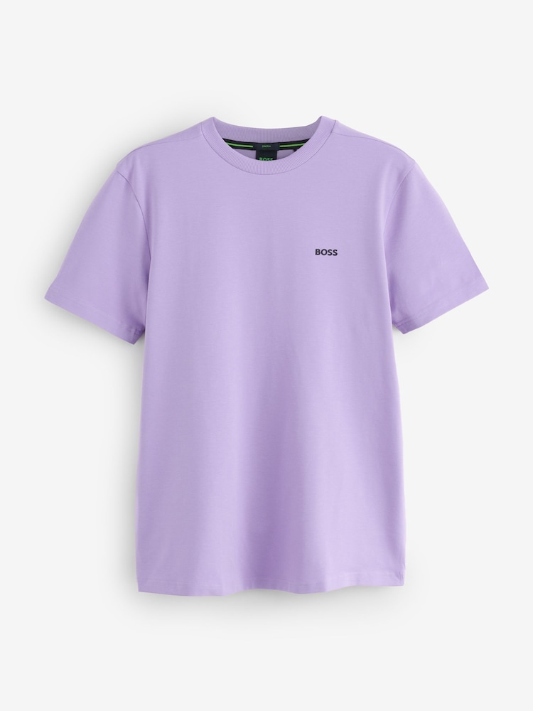 BOSS Orchid Purple Regular Fit Logo T-Shirt - Image 2 of 3 BOSS Orchid Purple Regular Fit Logo T-Shirt - Image 2 of 3