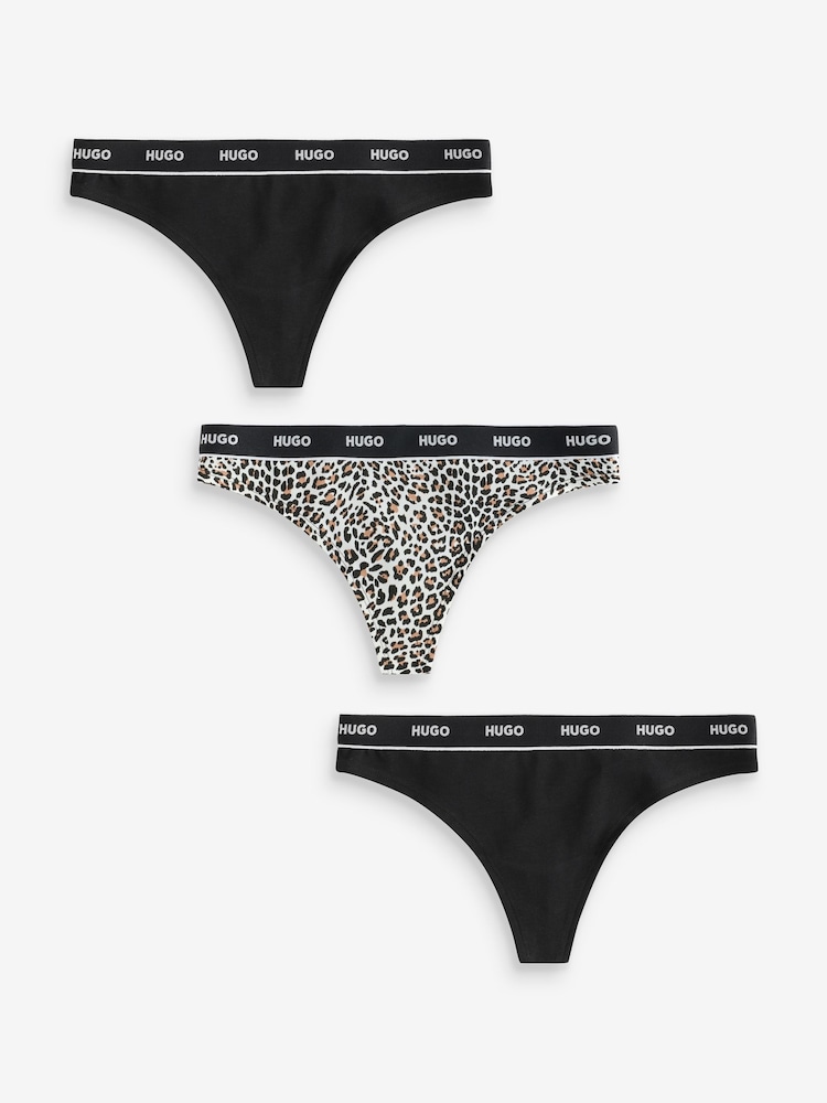 HUGO Natural Logo Thongs 3 Pack - Image 1 of 4 HUGO Natural Logo Thongs 3 Pack - Image 1 of 4