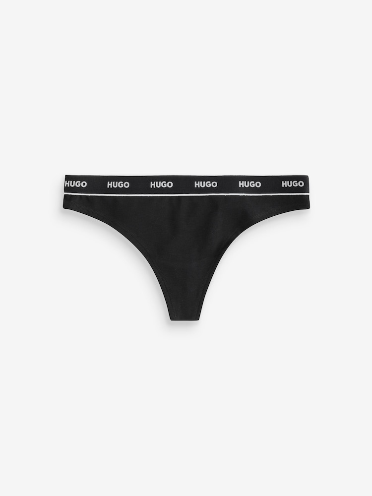 HUGO Natural Logo Thongs 3 Pack - Image 4 of 4 HUGO Natural Logo Thongs 3 Pack - Image 4 of 4