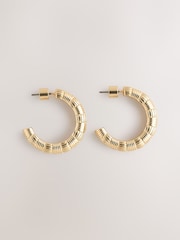 Gold Tone Detail Hoop Earrings - Image 1 of 3