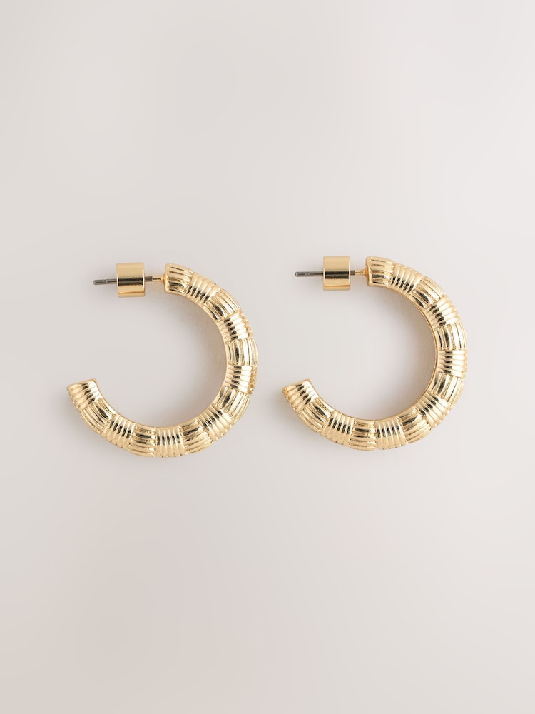 Gold Tone Detail Hoop Earrings - Image 1 of 3