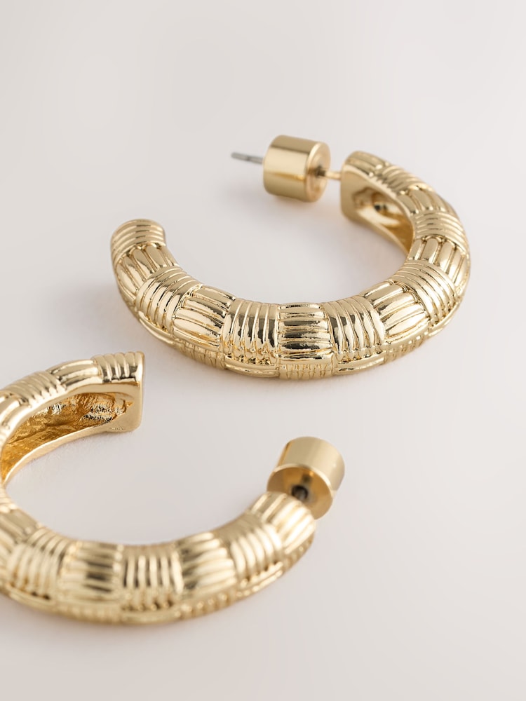 Gold Tone Detail Hoop Earrings - Image 2 of 3