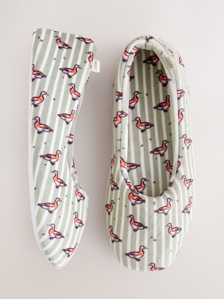 Zelena/bela - Ballet Printed Slippers - Slika 1 iz 5 Zelena/bela - Ballet Printed Slippers - Slika 1 iz 5