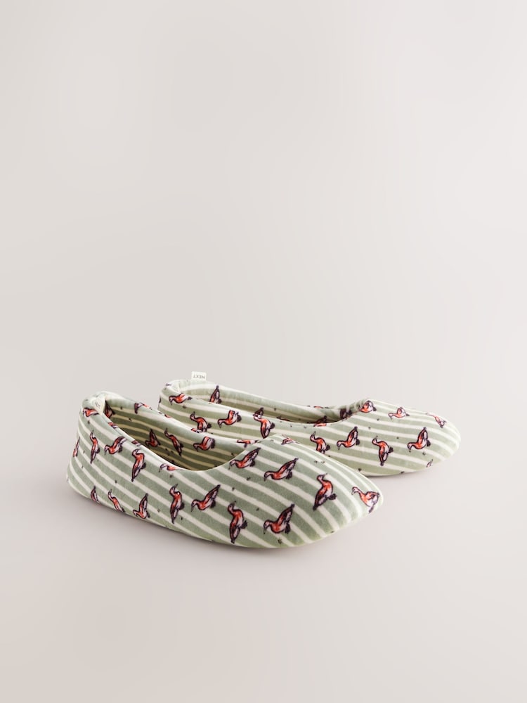 Zelena/bela - Ballet Printed Slippers - Slika 2 iz 5 Zelena/bela - Ballet Printed Slippers - Slika 2 iz 5