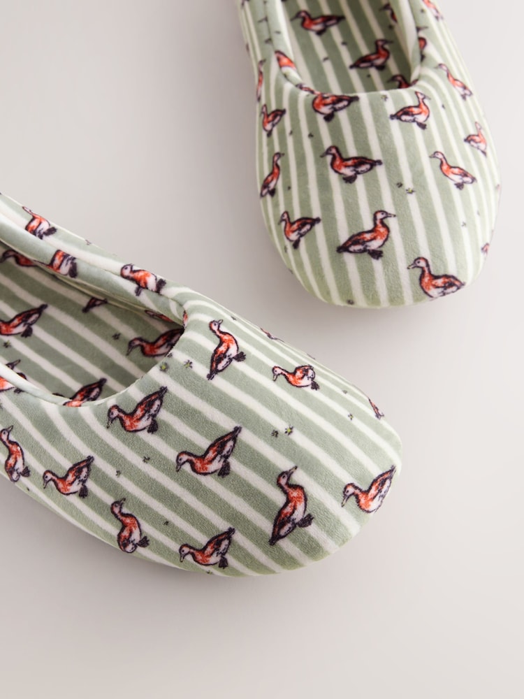 Zelena/bela - Ballet Printed Slippers - Slika 5 iz 5 Zelena/bela - Ballet Printed Slippers - Slika 5 iz 5