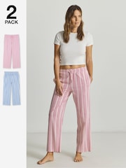 Simply Be Pink Pretty Secrets Striped Pyjama Bottoms 2 Pack - Image 1 of 4