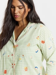 Simply Be Printed Gingham Reverse Pyjamas Set - תמונה 3 מתוך 4