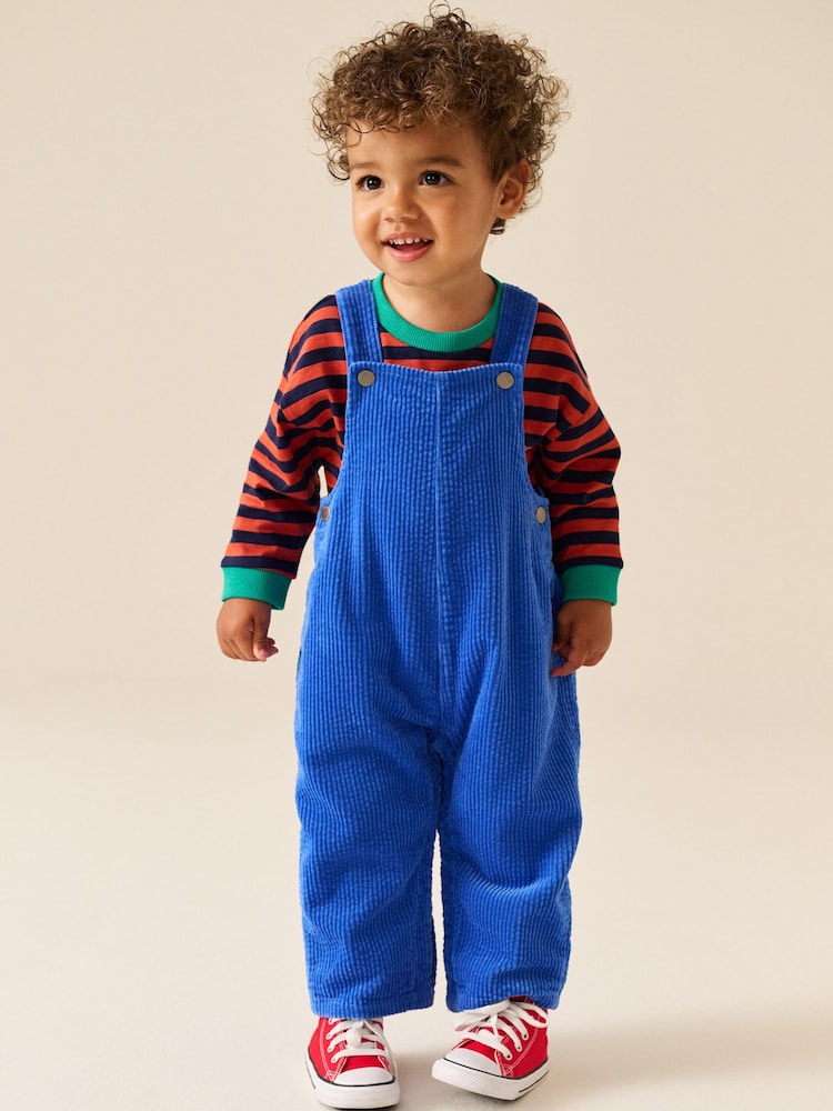 Кобальтово-синій - Textured Corduroy Dungarees (3mths-7yrs) - Image 1 of 4