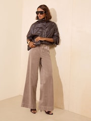 Neutral-Taupe - Friends Like These Tailored-Cordhose mit weitem Bein - Bild 1 von 5