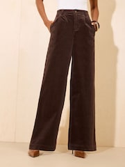 Schokoladenbraun - Friends Like These Tailored-Cordhose mit weitem Bein - Bild 2 von 5